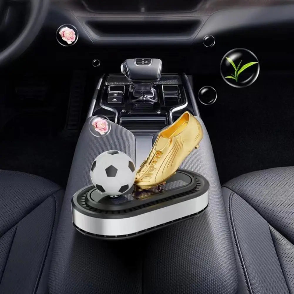 Solar Automatic Rotating Football Golden Boot Aromatherapy Diffuser Car Aromatherapy Brand Shoes Decoration Car Air Freshener Peaceful Pleasures Health and Wellness