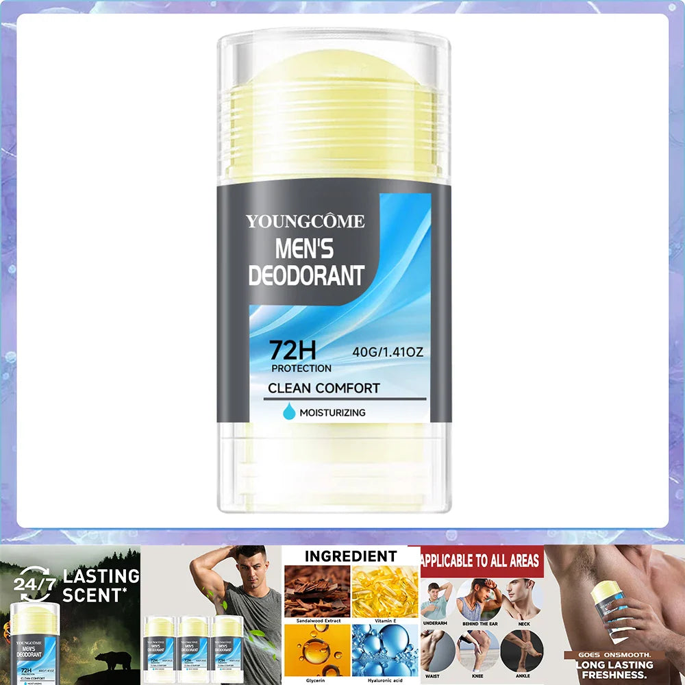 YOUNGCOME Men's Natural Deodorant Stick – Lasting Freshness 40g