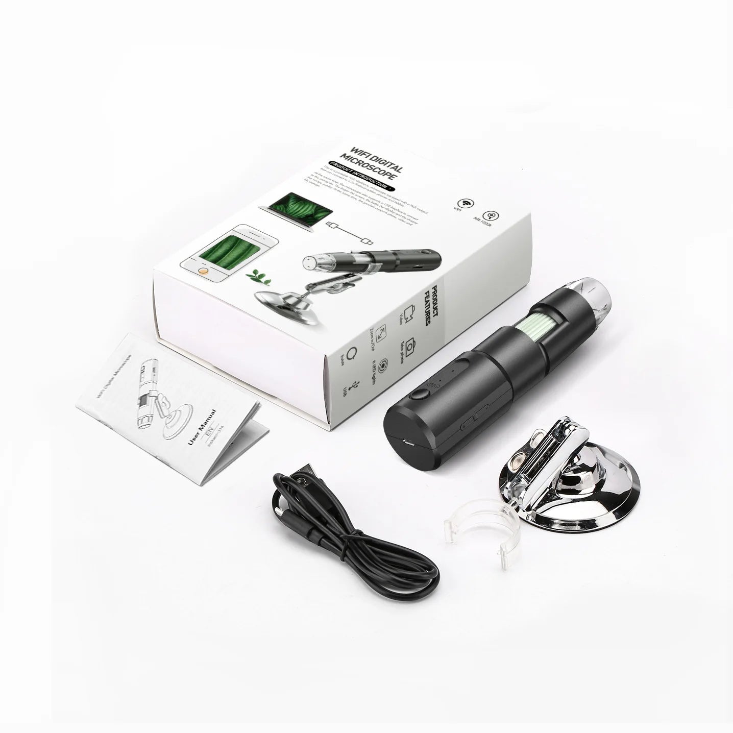 1000X High-Definition Wifi Wireless Digital Magnifying Glass, Mobile Phone Electron Microscope Peaceful Pleasures Health and Wellness 1000X
