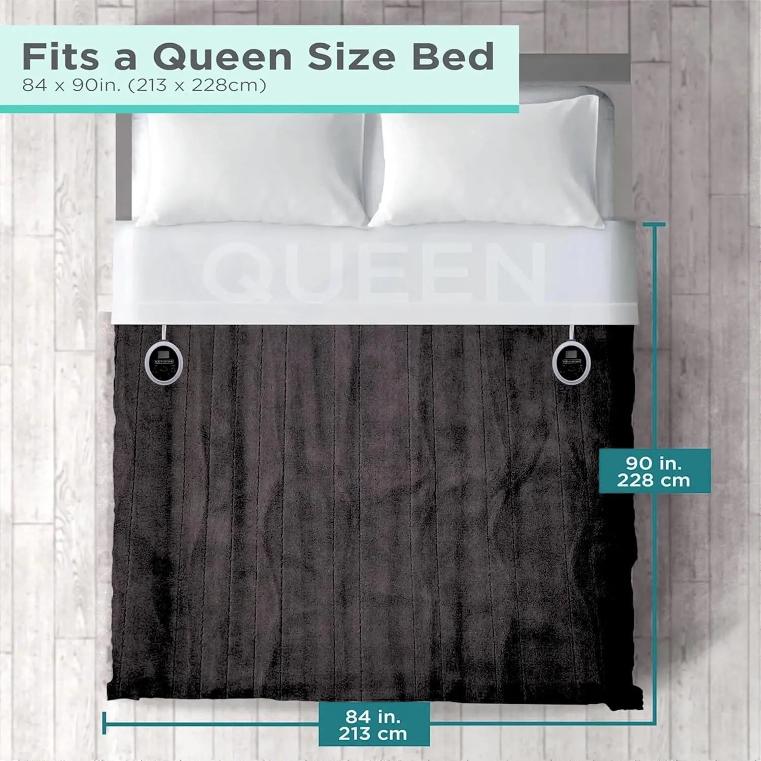 Queen Electric Heated Blanket 84x90" – Dual Zone, 10 Levels, Black Peaceful Pleasures Health and Wellness
