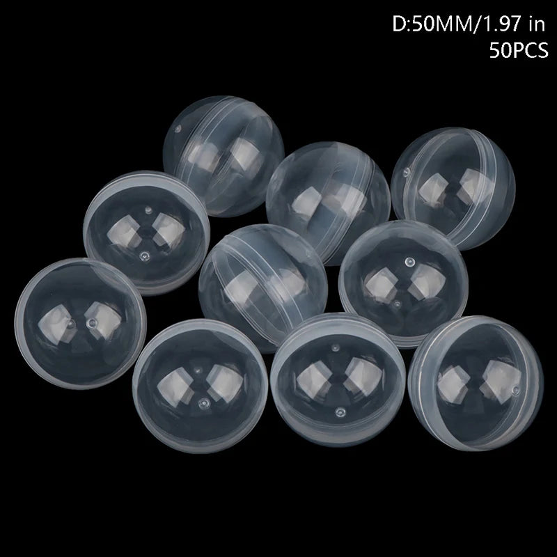 50Pcs/pack 28-50mm Can Open Transparency Plastic Capsule Toy Surprise Ball Tiny Container Making Things Model Gift Peaceful Pleasures Health and Wellness D-50mm