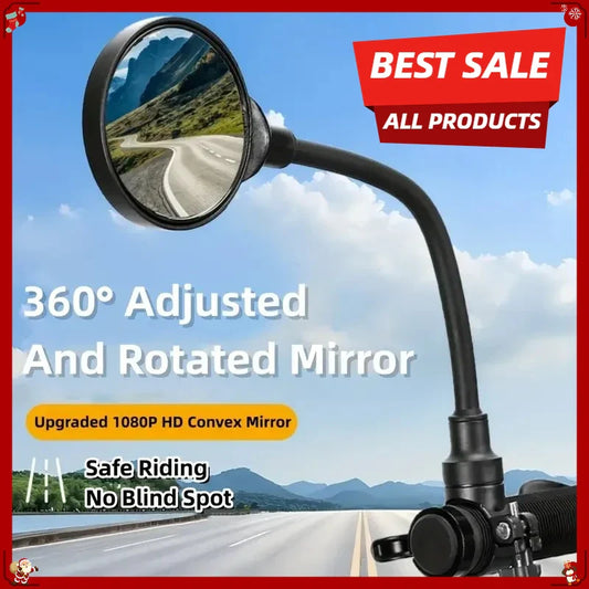 360° Adjustable Bicycle Handlebar Rearview Mirrors – 2pcs HD Convex Bicycle Handlebar Mirror Oasis Select