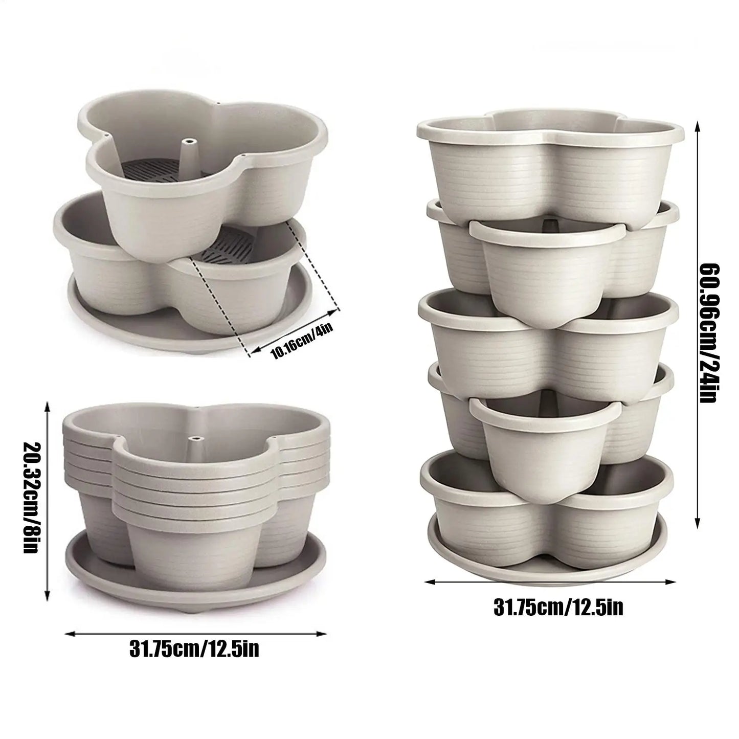 Stackable Vertical Garden Planter Tower – 5-Tier Flower Pot Set