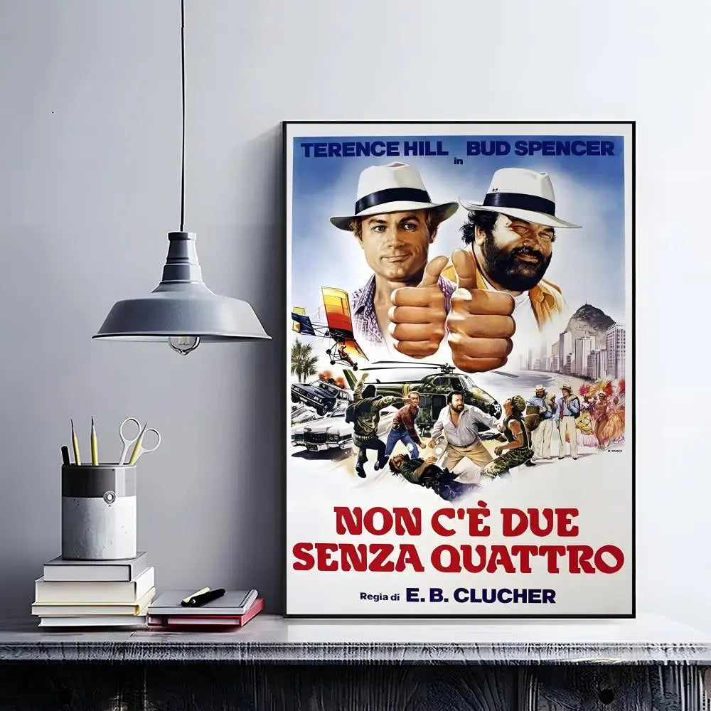 Terence Hill & Bud Spencer HD Wall Poster | Self-Adhesive PVC Art Wall Art Poster Peaceful Pleasures Health and Wellness z8 50X70cmNoframe