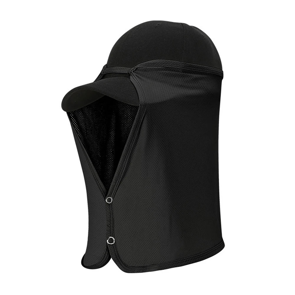 UPF50+ Fishing Neck Flap Cap – Ice Silk Sun Protection Shield Peaceful Pleasures Health and Wellness black Australia