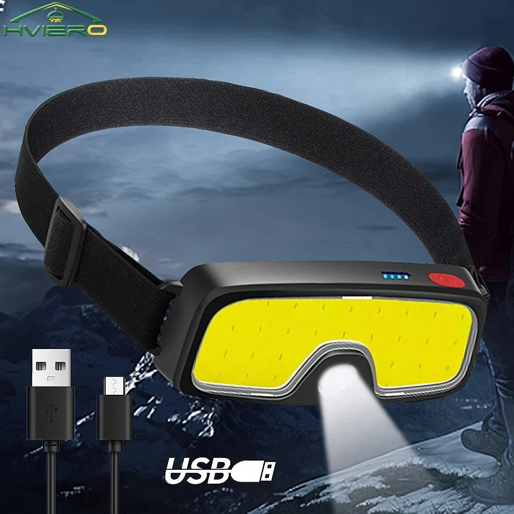 HVIERO 10W COB LED USB Rechargeable Headlamp – Camping Hiking