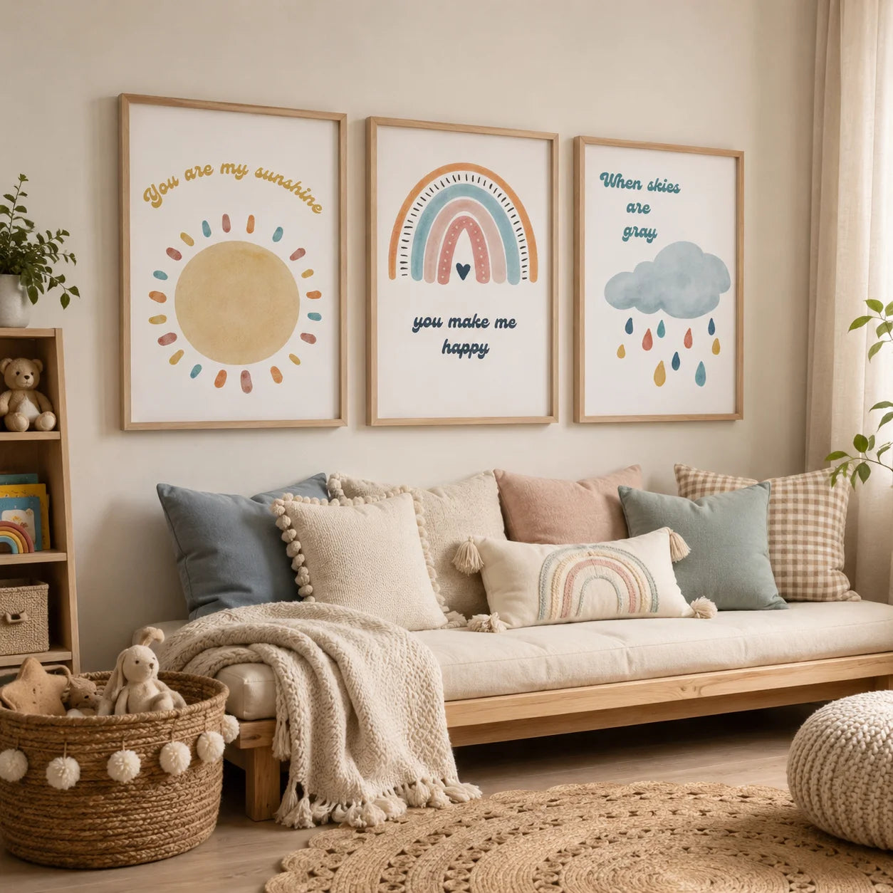 Nursery Rainbow Canvas Wall Art | Kids Room Nordic Print Canvas Wall Art Peaceful Pleasures Health and Wellness