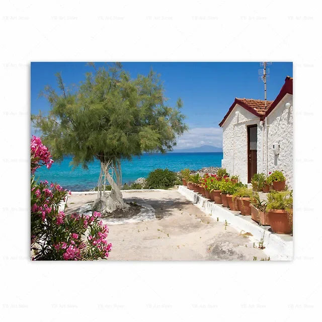 1PC Santorini Greece Island and The Aegean Sea Landscape Print Art Canvas Poster For Living Room Decoration Home Wall Framele Peaceful Pleasures Health and Wellness 9 20x30cm Unframed