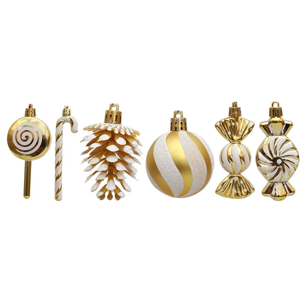 13-Piece Christmas Candy Ornaments Set with Ribbons
