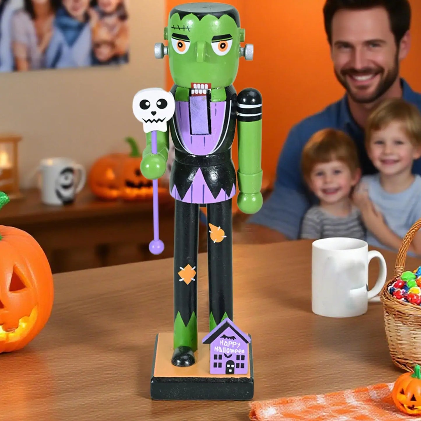 Halloween Nutcracker Figures Wooden Nutcracker Soldier Holiday Decor Goody Bag Fillers Spooky Decor Figurine for Home Display Peaceful Pleasures Health and Wellness