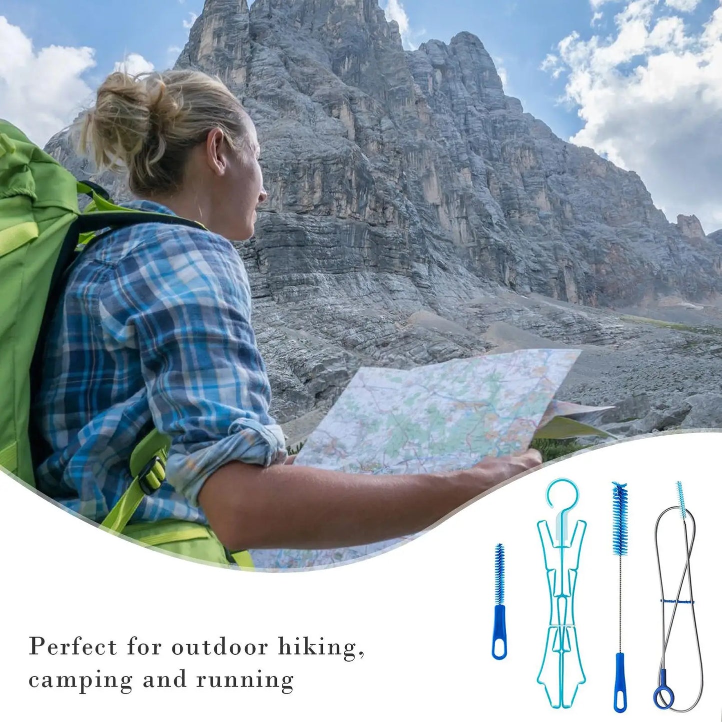 4-Piece Hydration Bladder Cleaning Kit – Brushes & Drying Frame