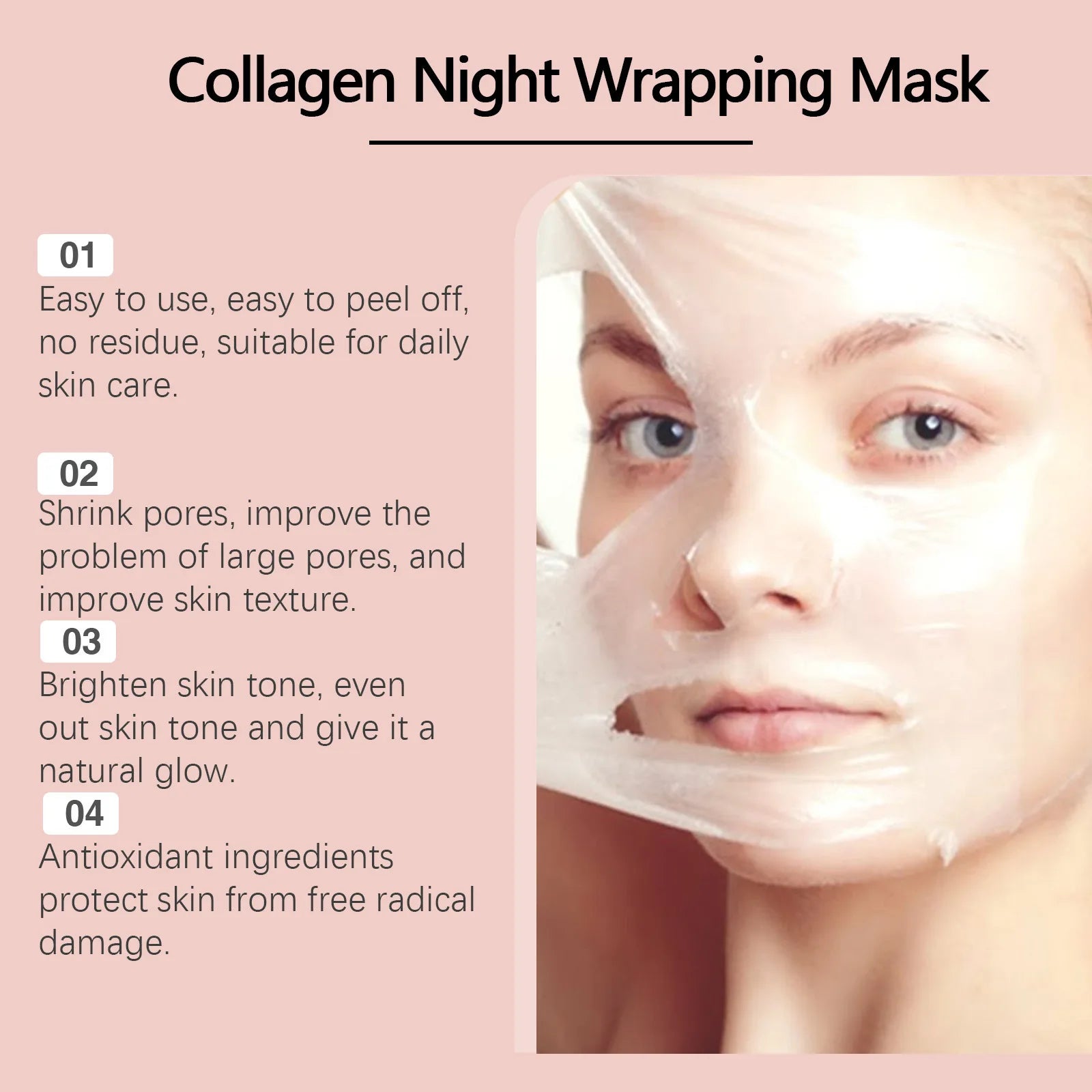 Collagen Mask Anti-aging Fade Fine Line Shrink Pores Firming Lifting Collagen Protein Skin Replenishment Moisturizing Jelly Mask Peaceful Pleasures Health and Wellness