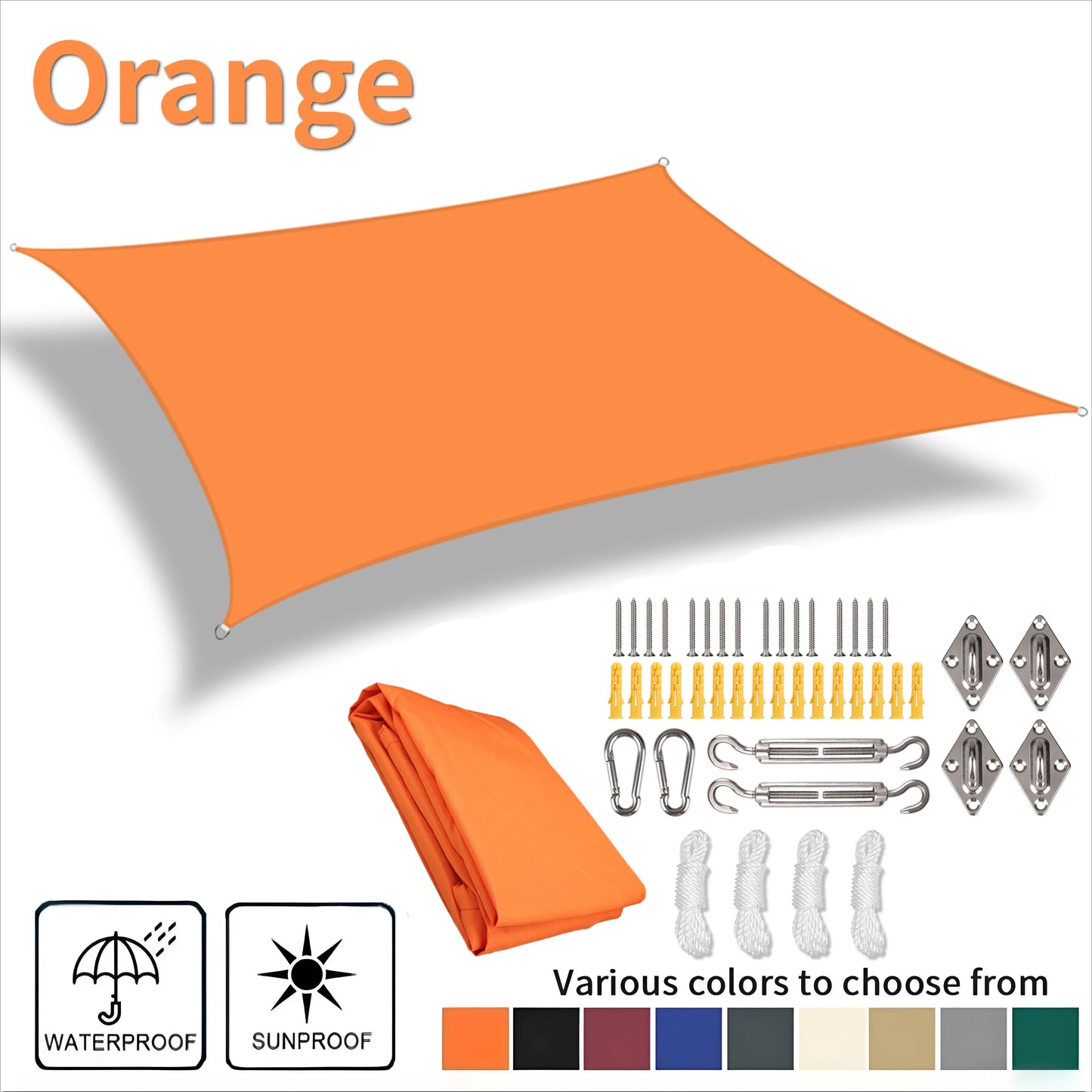 Waterproof Rectangle Sun Shade Sail – 98% UV Block Canopy