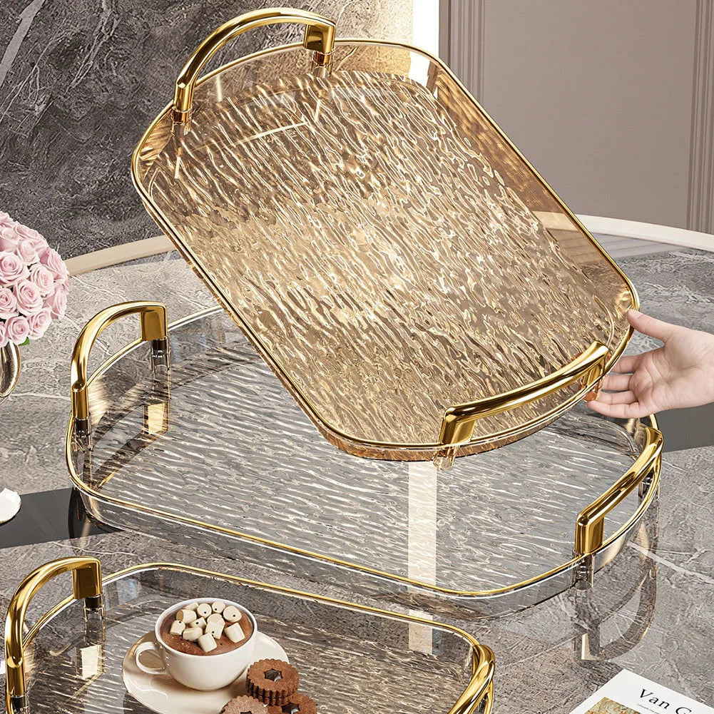 Food Platter Clear Plastic Serving Tray With Handles Versatile Dining Tea Serving Platter For Home Restaurant Cafe Decorate Tray Peaceful Pleasures Health and Wellness
