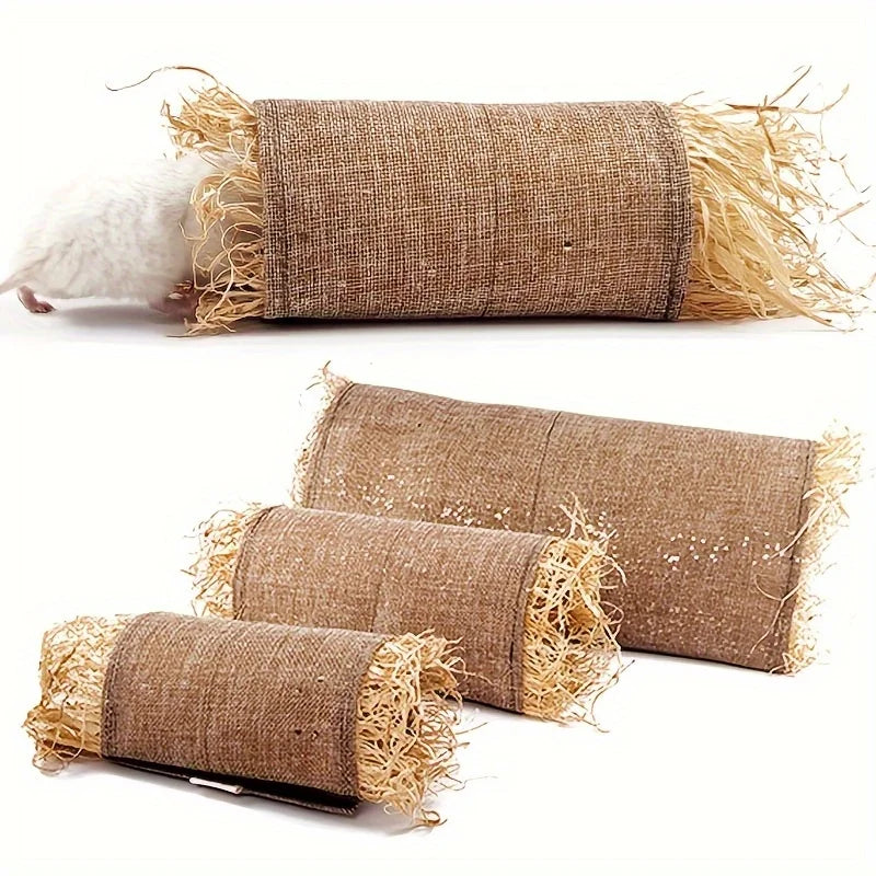 Rabbit & Guinea Pig Hideaway Hut – Linen Tunnel Toy