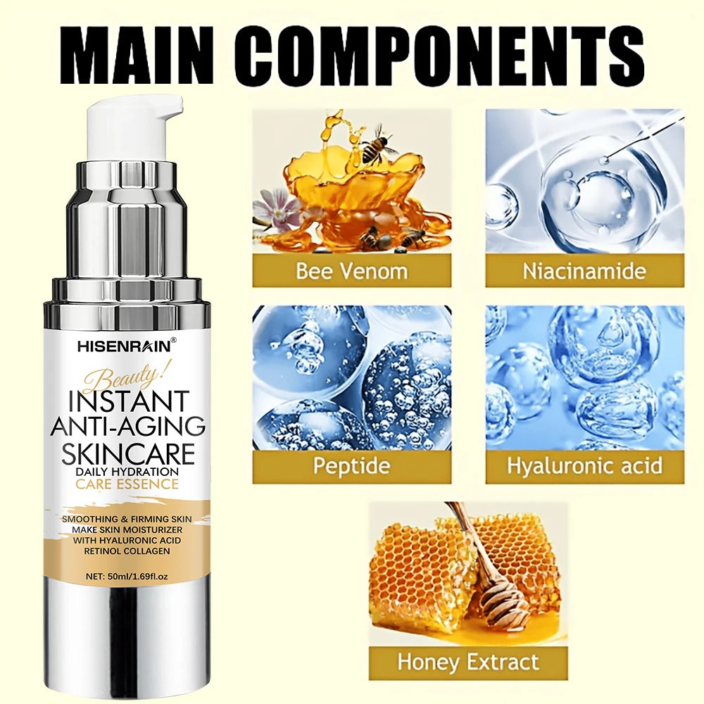 HISENRAIN Anti-Wrinkle Yellow Vitamin C Serum - Brightening Facial Essence, Wrinkle Reduction & Hydrating Care for Youthful Glow Peaceful Pleasures Health and Wellness