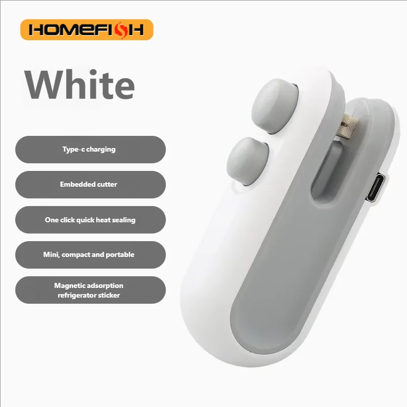 HOMEFISH Mini Handheld Food Heat Sealer, USB Rechargeable Heat Sealer, Storage Bag, Plastic Package, Food Sealer, Clip Bag Peaceful Pleasures Health and Wellness