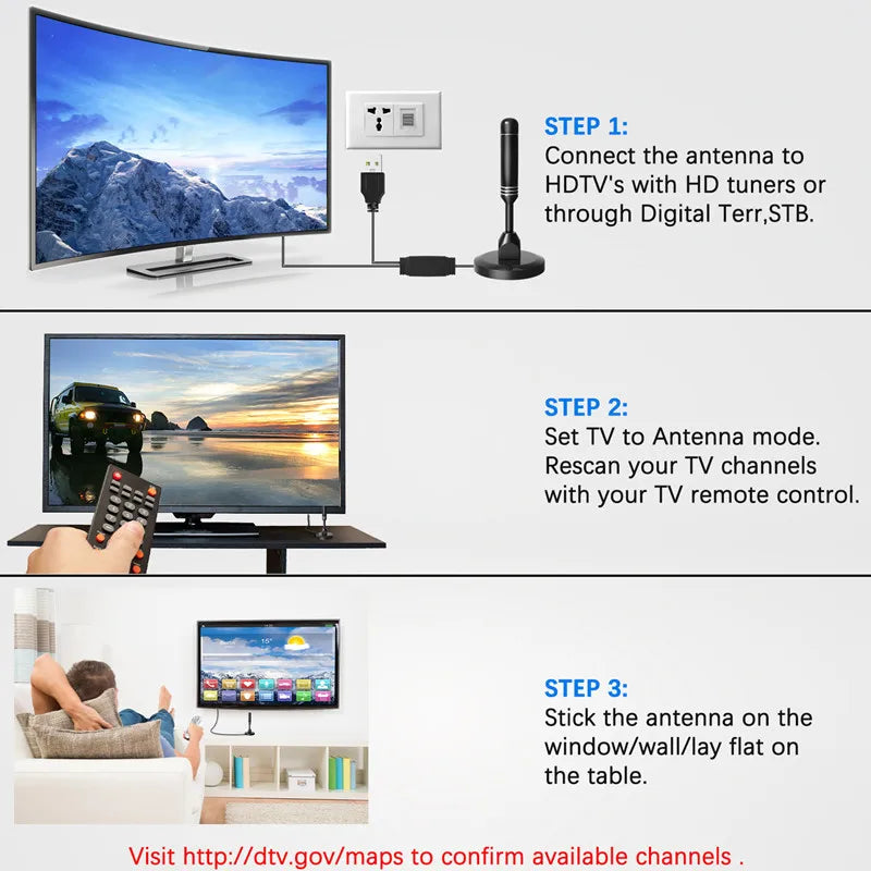 DTMB ATSC DVB-T Amplified HDTV Antenna – Indoor & Rooftop