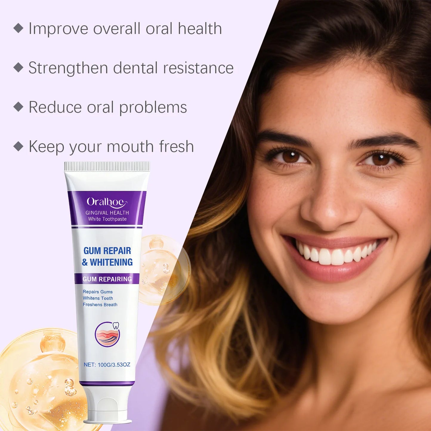 Oralhoe Whitening Toothpaste | Stain Removal & Gum Care 100g