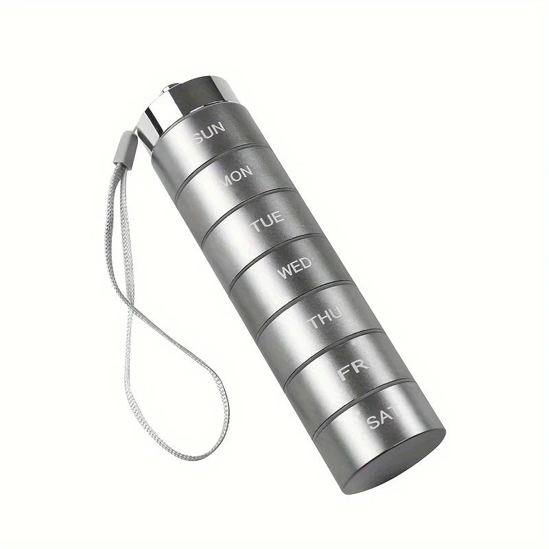 7pcs Metal Pill Organizers, Stackable Portable Waterproof Travel Pill Box, Large Aluminum Alloy Travel Pill Case Peaceful Pleasures Health and Wellness GRAY China Mainland