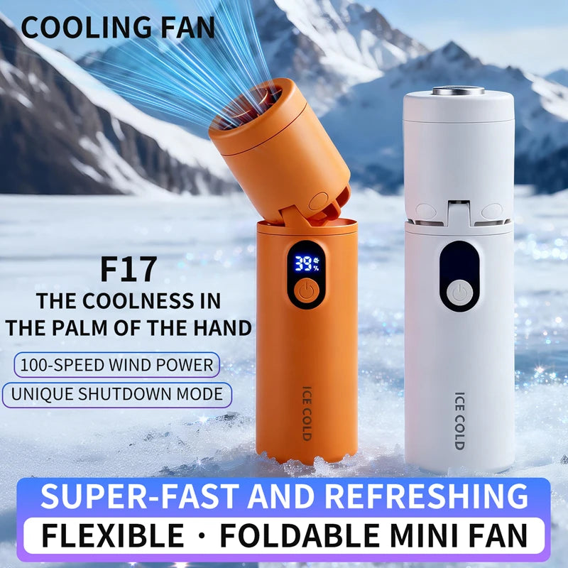 Mini Turbo Fan Ice Cooling Handheld Fan 5 Adjustable Speeds 90° Foldable Refrigeration Blower Fan For Travel Outdoor Use Peaceful Pleasures Health and Wellness