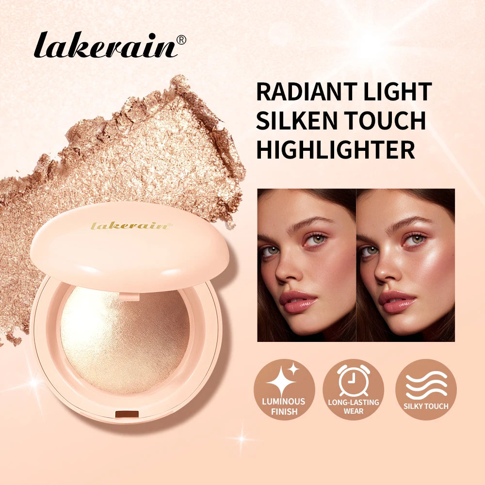 Lakerain Silken Touch Highlight Powder Smooth Texture Luminous Finish Long Lasting Makeup Waterproof Baked Highlighter Powder Peaceful Pleasures Health and Wellness