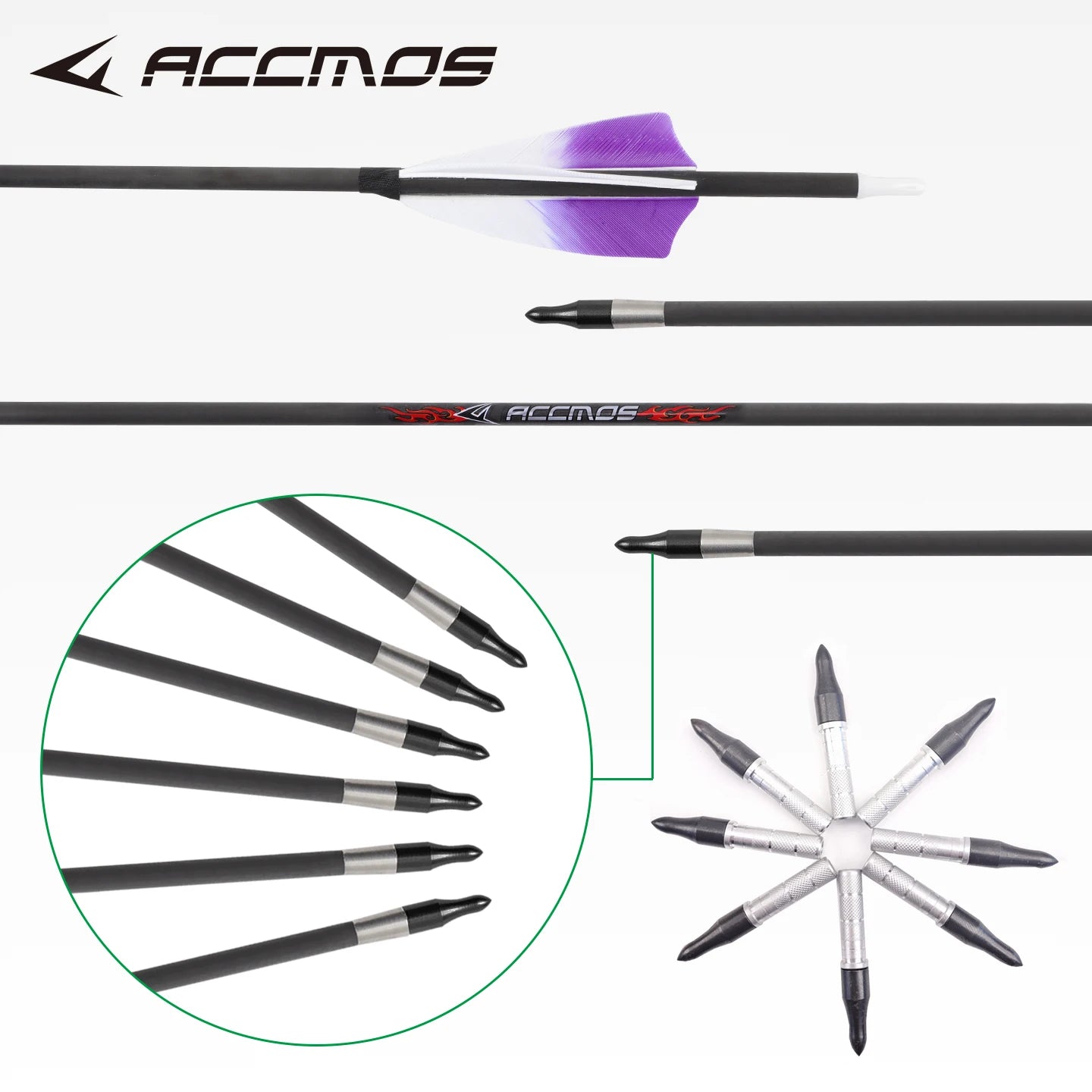 6 Pure Carbon Arrow ID5 Spine 300 350 400 500 600 700 800 Shaft 3
