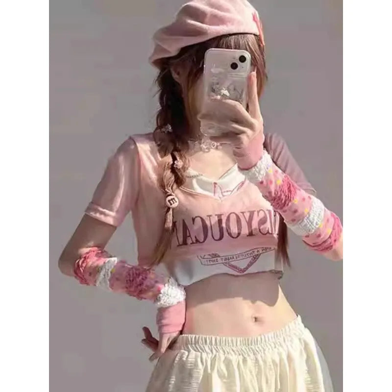 Lolita Girls Dopamine Sunscreen Sleeves for Spring and Autumn Arm and Hand Protection Peaceful Pleasures Health and Wellness