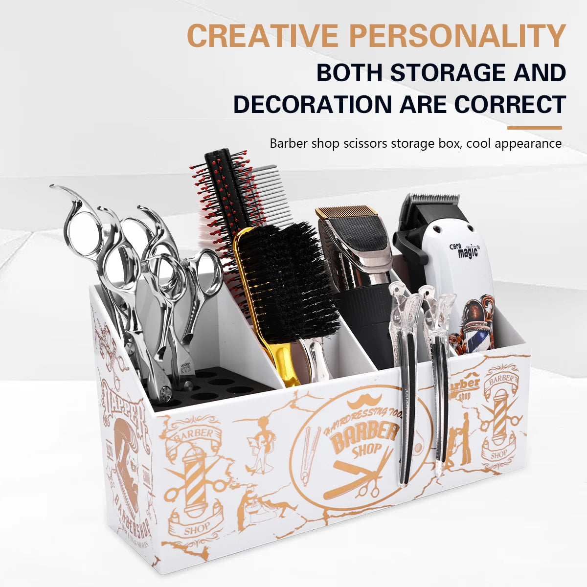 Hair Scissors Combs Clips Holder Large Capacity Rack Organizer Barbershop Hairdressing Tools Storage Box Salon Tools Accessories Peaceful Pleasures Health and Wellness