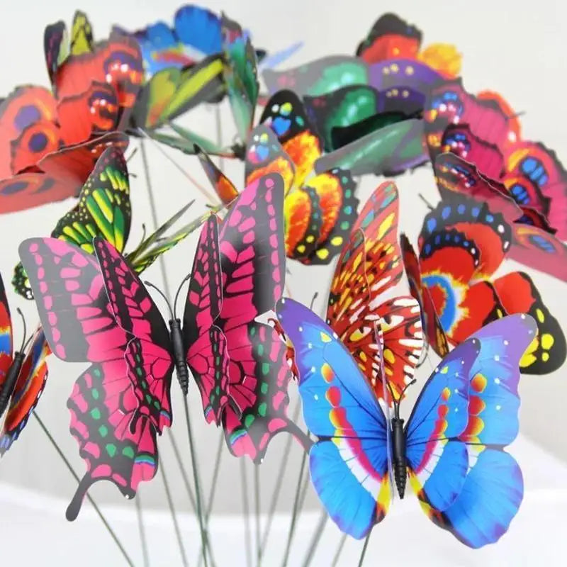 Double Layer Simulation Butterfly Stake Outdoor Garden Decoration 3D