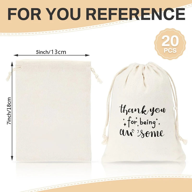 20 Thank You for Being Awesome Drawstring Gift Bags | Bulk Set Drawstring Gift Bags Peaceful Pleasures Health and Wellness