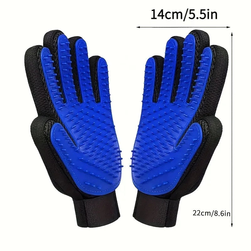 2-in-1 Pet Grooming Gloves | Silicone Deshedding for Dogs & Cats