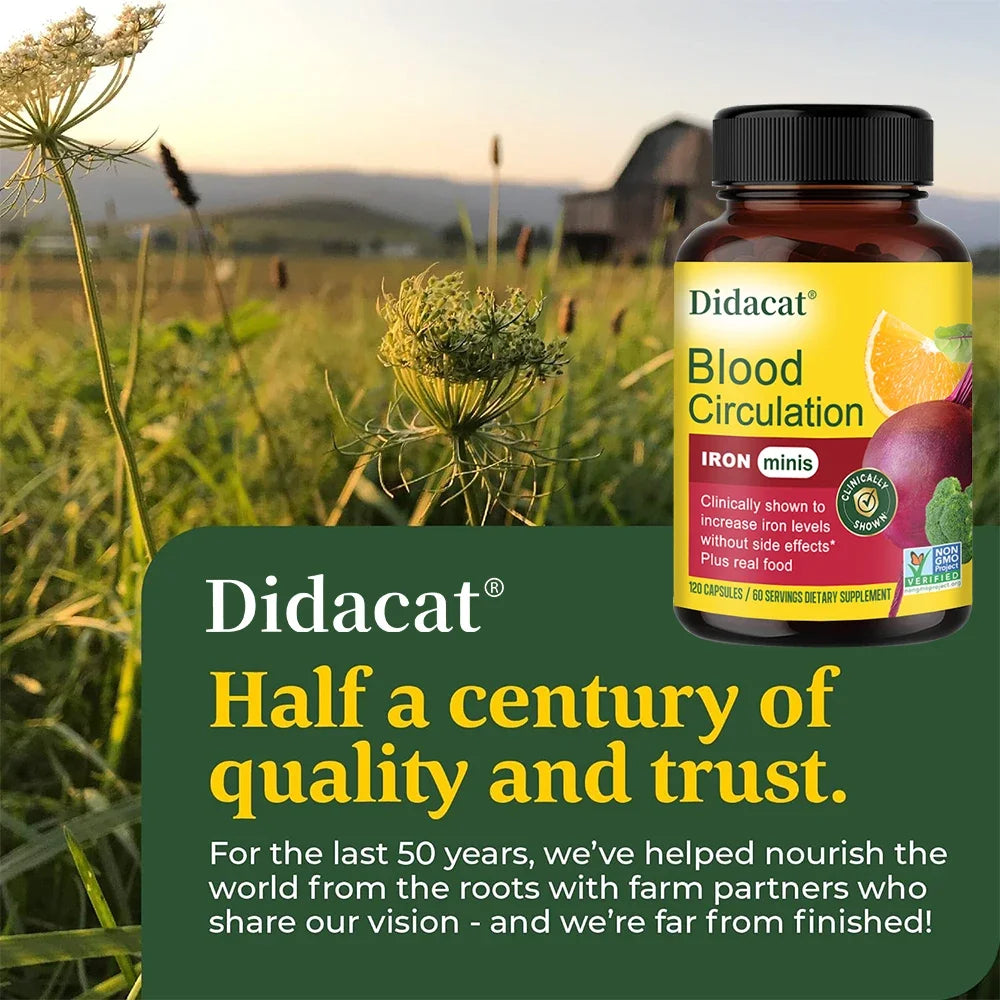 Blood Circulation - Iron Supplement - Iron with Vitamin C, Vitamin B12 and Folic Acid - Blood Health, 120 Capsules Peaceful Pleasures Health and Wellness