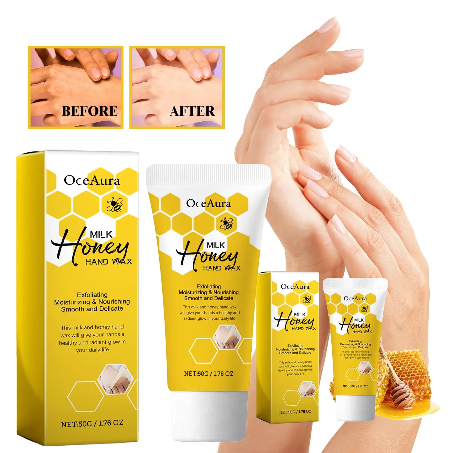 OceAura Milk & Honey Peel-Off Hand Mask | Deep Moisture 50g