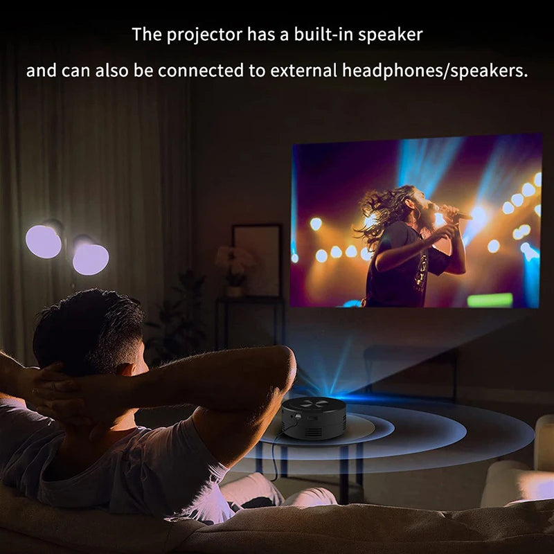 Portable Mini Projector 1920*1080P HD Projector Home Cinema Outdoor Camping Projection For IPhone Xiaomi IPad Android Peaceful Pleasures Health and Wellness