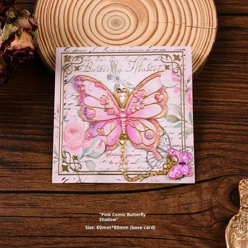 Vintage Butterfly Metal Bookmark – Hollow Flower Fan Design