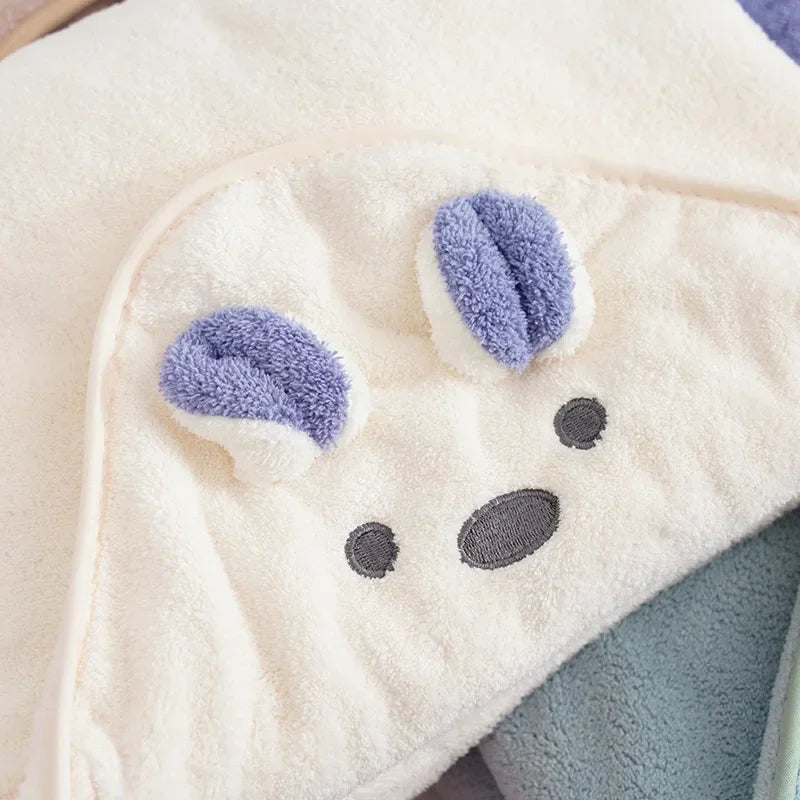 Hooded Baby Bath Towel | Soft Velvet Newborn Swaddle Blanket
