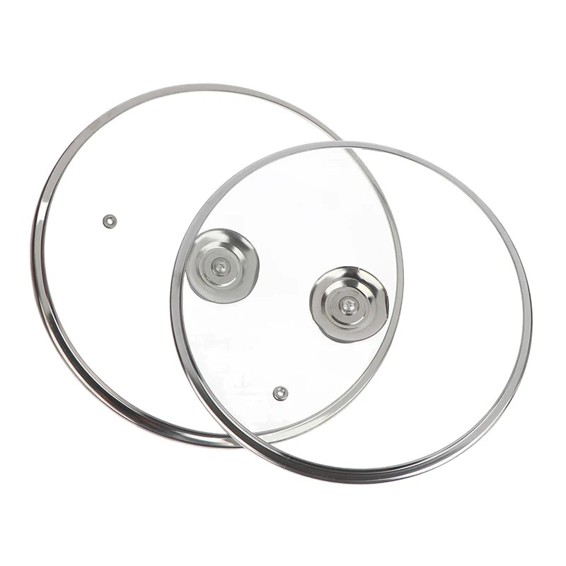 Multi-specification Pot Cover Tempered Glass Pot Lid Stainless Steel Rimmed Pan Lid Spill Shatter-Proof Round Glass Cover Peaceful Pleasures Health and Wellness