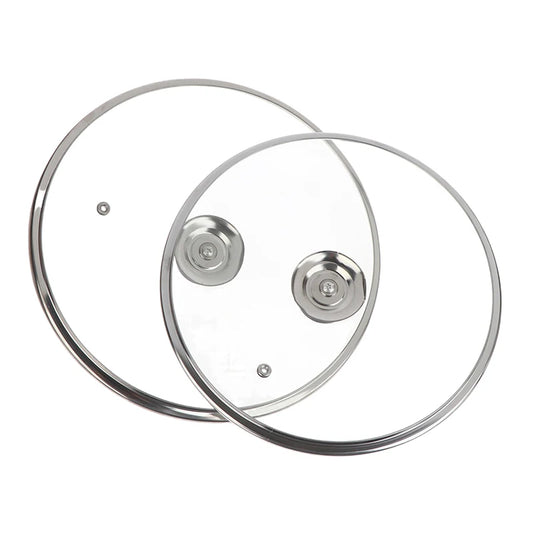 Multi-specification Pot Cover Tempered Glass Pot Lid Stainless Steel Rimmed Pan Lid Spill Shatter-Proof Round Glass Cover Peaceful Pleasures Health and Wellness