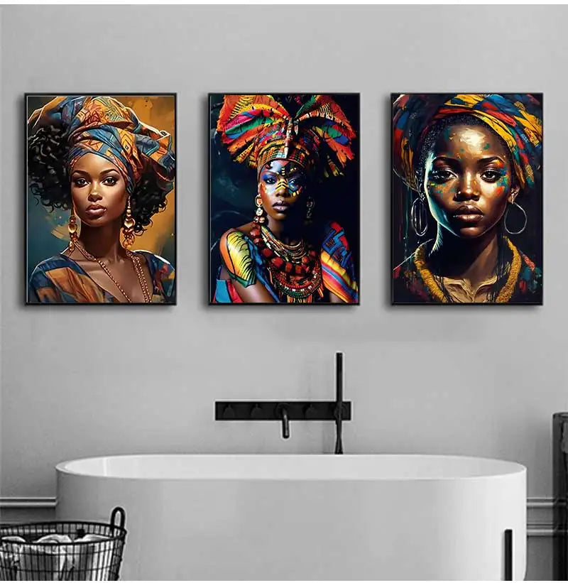 African Beauty Girl Canvas Wall Art | Modern Scandinavian Poster