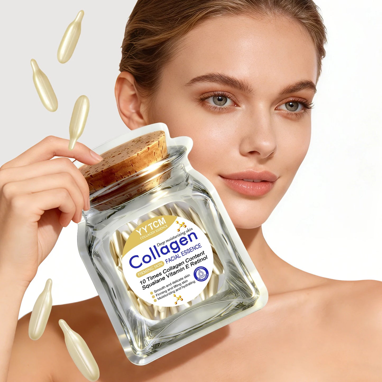 Collagen Firming Capsule Essence Moisturizes Hydrates And Smooths The Skin. With Squalane, Retinol 18/30/48/60/90/180 Capsules Peaceful Pleasures Health and Wellness