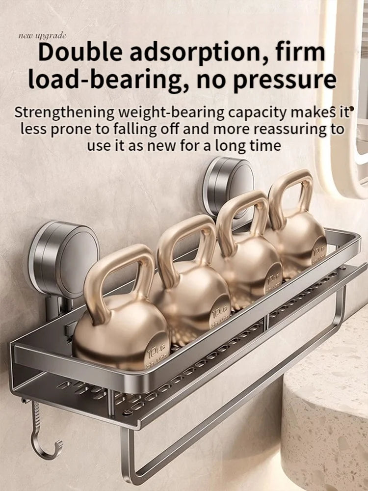 No-Drill Suction Cup Wall Storage Rack | Aluminum Organizer