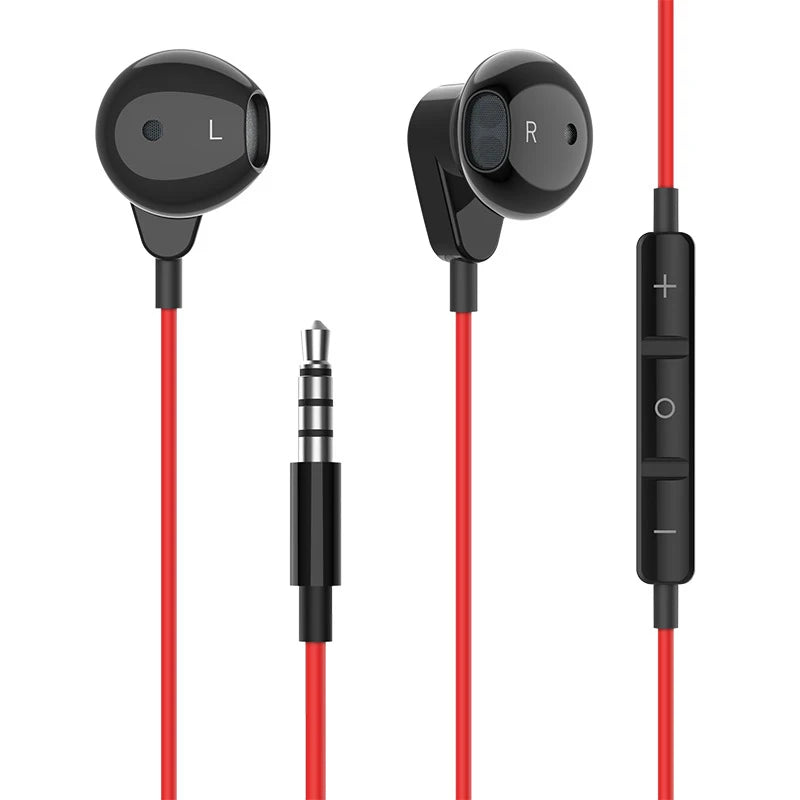 1pc Classic Flat Head Wired Gaming & Music Earphones, With Microphone & In-Line Control, 3.5mm Jack, Ergonomic Design Peaceful Pleasures Health and Wellness Red