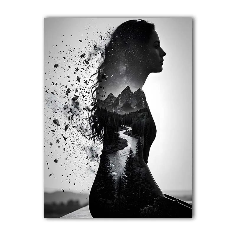 Nordic Black & White Women Canvas Wall Art | Modern Poster Canvas Wall Art Peaceful Pleasures Health and Wellness 02 20x25cm No Frame China Mainland