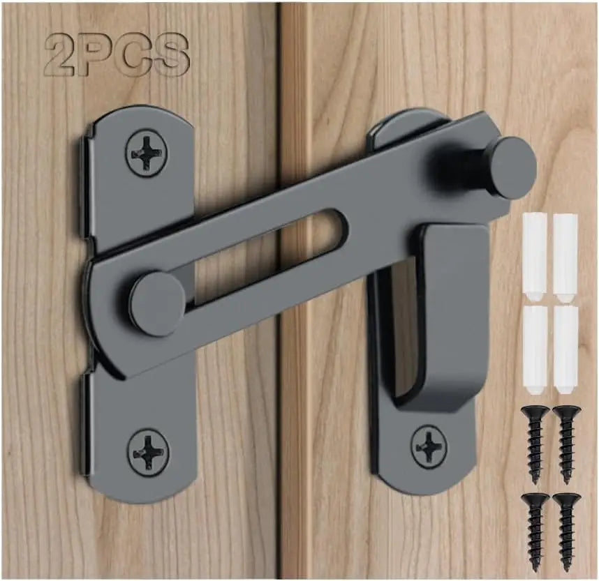 Black Door Buckle, Stainless Steel Bolt Iron Cage Bolt Lock Modern and Simple Pet Cage Door Barn Sliding Door Locked Door Buckle Peaceful Pleasures Health and Wellness 2 Pieces 1 Set 40mm 40mm