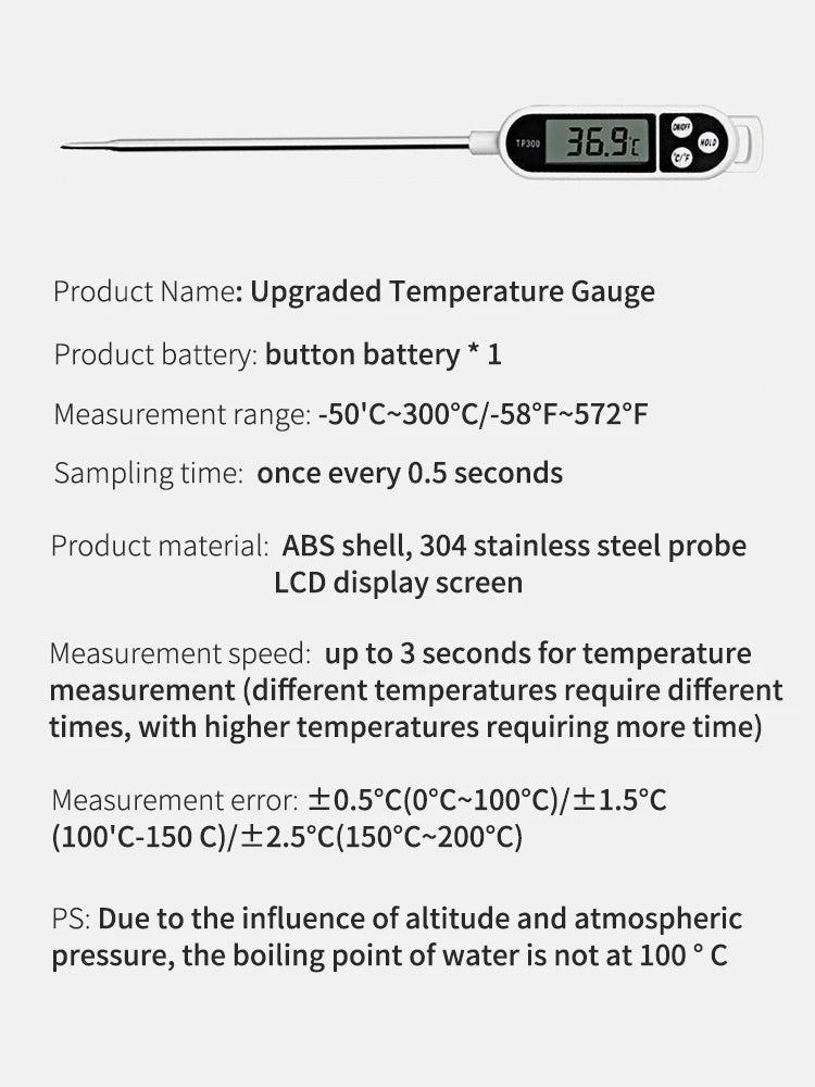 Stainless steel probe cooking food, barbecue stove, water, milk, oil, liquid meat, digital kitchen thermometer kitchen tools Peaceful Pleasures Health and Wellness