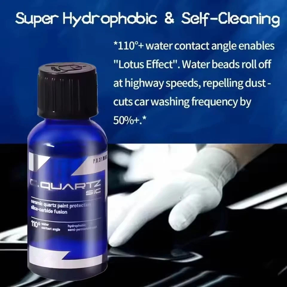 For CAR CQUARTZ SiC 30ml Kit Car Ceramic Coating Finish Quartz Based Nanotechnology Bonds To Paint Glass Metal and Plastic Peaceful Pleasures Health and Wellness