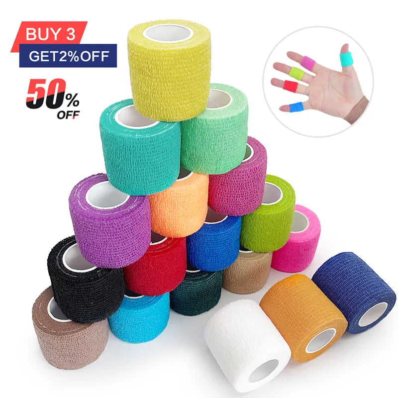 2.5/5/10cm*4.8m Gauze Bandage Self-adhesive Breathable Elastic Bandages for Sports Fixing Finger Wrist Leg Sports Protector Peaceful Pleasures Health and Wellness