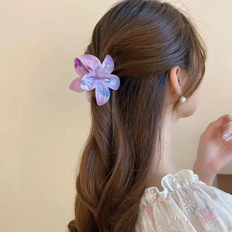 Flower Hair Claw Clip – Shark Crab Clamp for Women & Girls