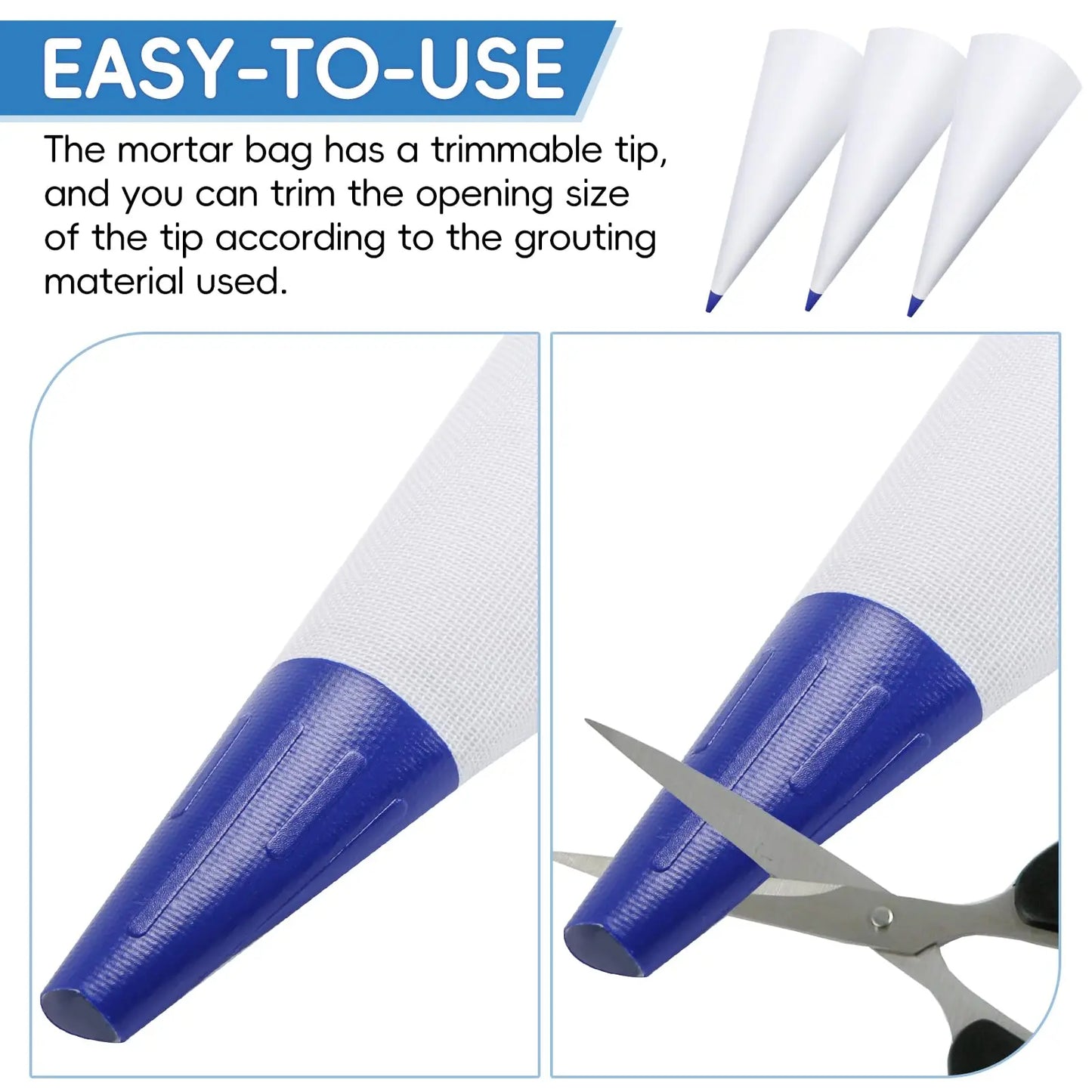 Reusable Mortar Grout Bag Set 3PCS Heavy-Duty Tile Masonry, with Jointer & Pointers, Blue Tip for Easy DIY Installation Grouting Peaceful Pleasures Health and Wellness